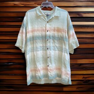 Tommy Bahama XL 100% Silk Ombre Casual Button Front Shirt